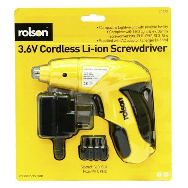 Rolson  3.6v Li-ion Cordless Screwdriver 70735