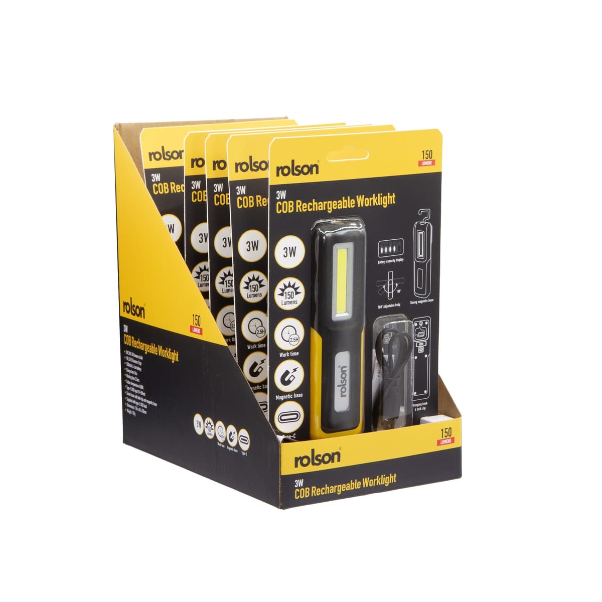 Rolson  Rechargeable 3w Cob Torch And Lamp 61467