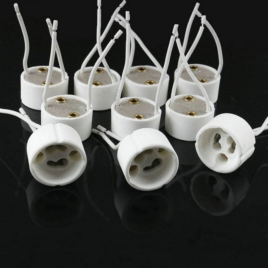 Red/Grey GU10 (240V) lamp holder with 140mm flex 50PCS GU10LH image