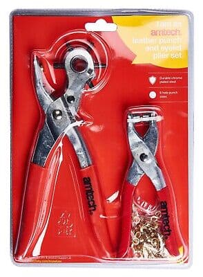 Am-tech LEATHER PUNCH & EYELET PLIER SET - WITH 100pc EYELETS B1460