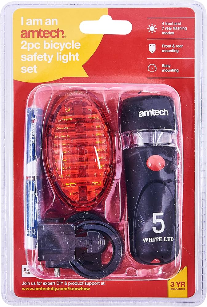 Am-tech 2pc BICYCLE SAFETY LIGHT SET S1826 image