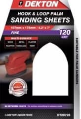Dekton 5Pc Hook And Loop Palm Sanding Sheets 107Mmx175Mm/ Fine - 120 Grit