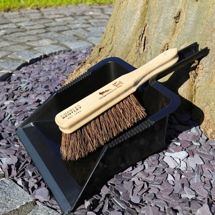 Charles Bentley Jumbo Dustpan & Varnished Stiff Pvc Fill Wooden Hand Brush Set
