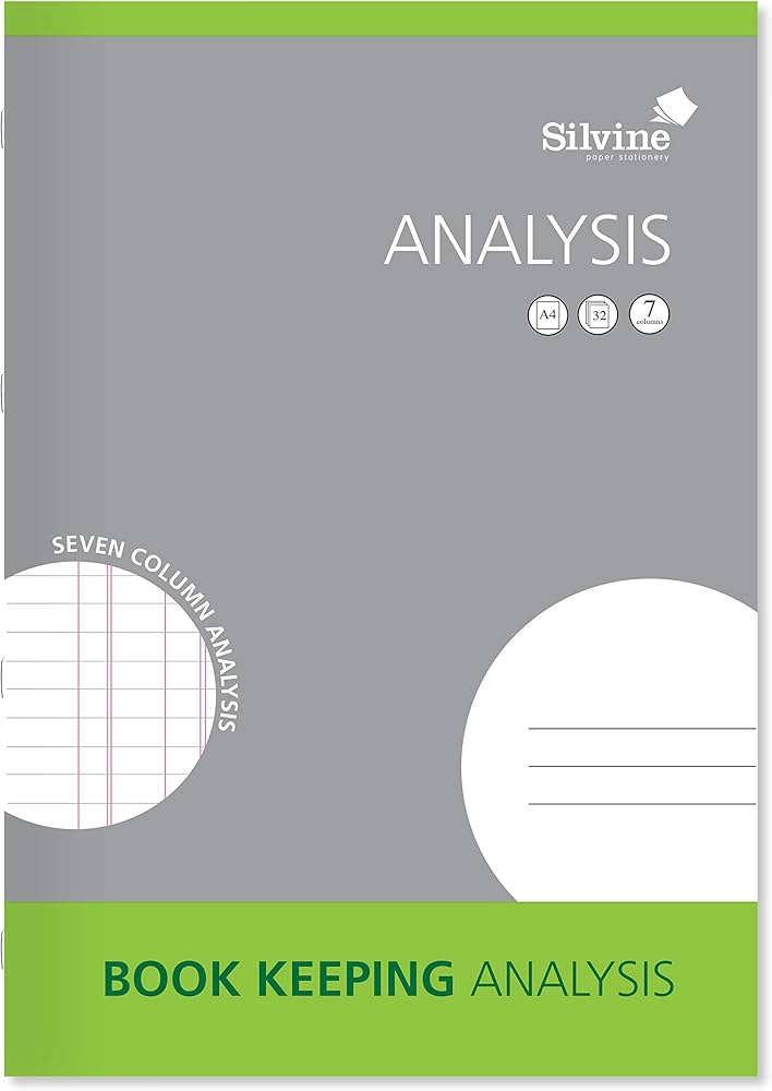 Silvine A4 Analysis book (7 column) 8mm feint and analysis, 16 leaves image