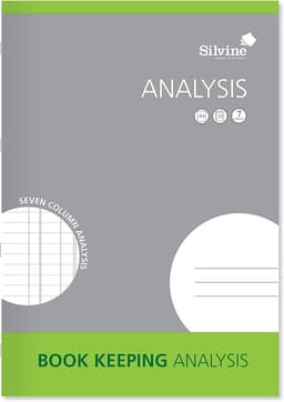 Silvine A4 Analysis book (7 column) 8mm feint and analysis, 16 leaves 1