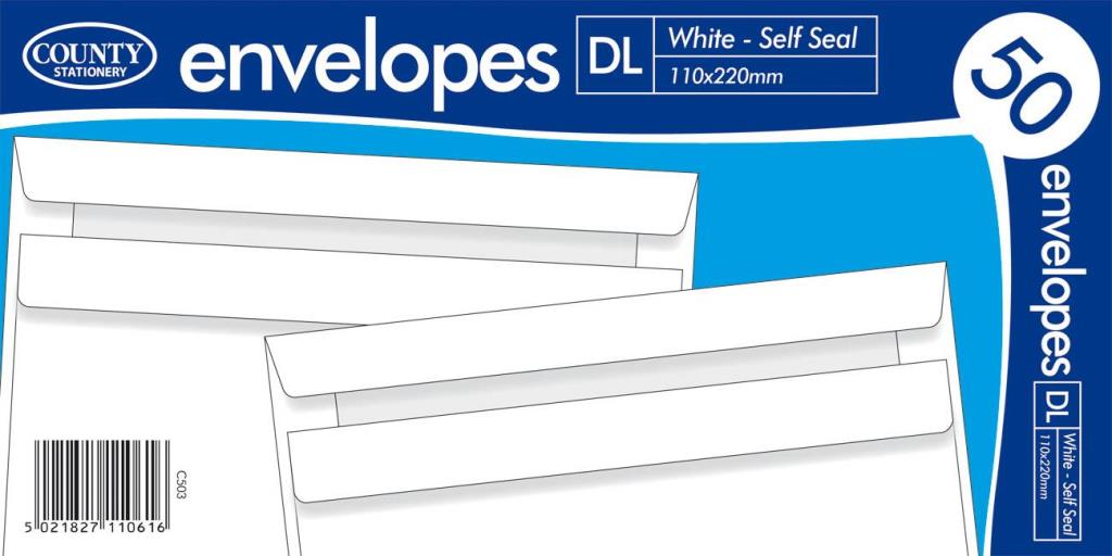 County  50 Dl White Self Seal 110 X 220mm image