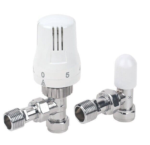 THERMOSTATIC RADIATOR VALVE SET 15mm ANGLED EDEN WITH LOCKSHIELD