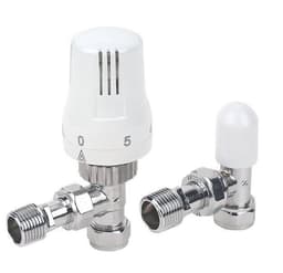 THERMOSTATIC RADIATOR VALVE SET 15mm ANGLED EDEN WITH LOCKSHIELD 1
