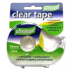 19mm x 33m Clear Tape 1rl + Disp UL Card