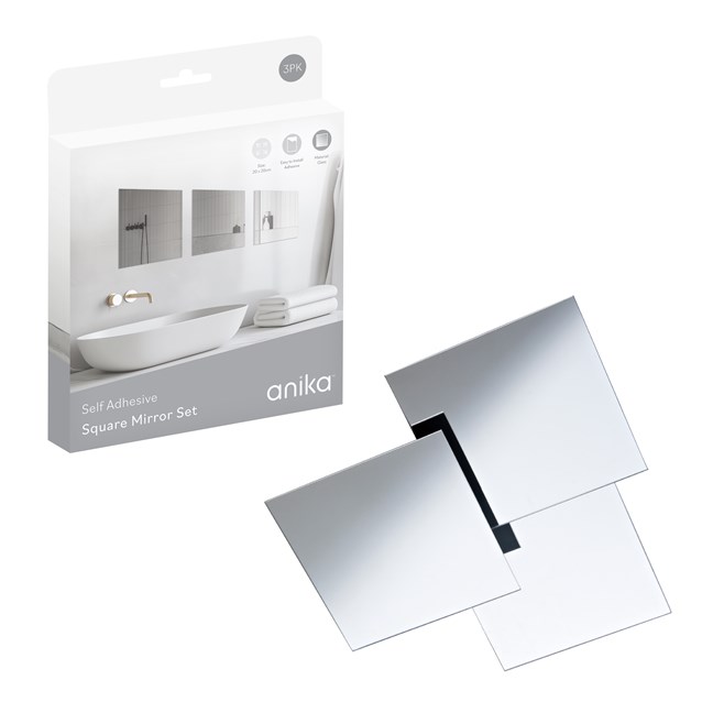 BENROSS 3pk Self Adhesive Mirrors Square Large image