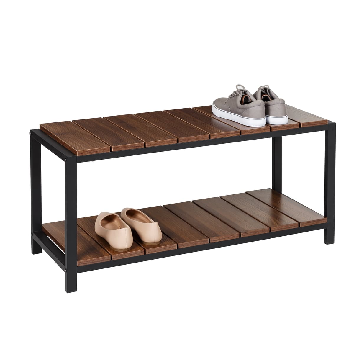 NT Two Tiers Shoe Rack - Dark Oak