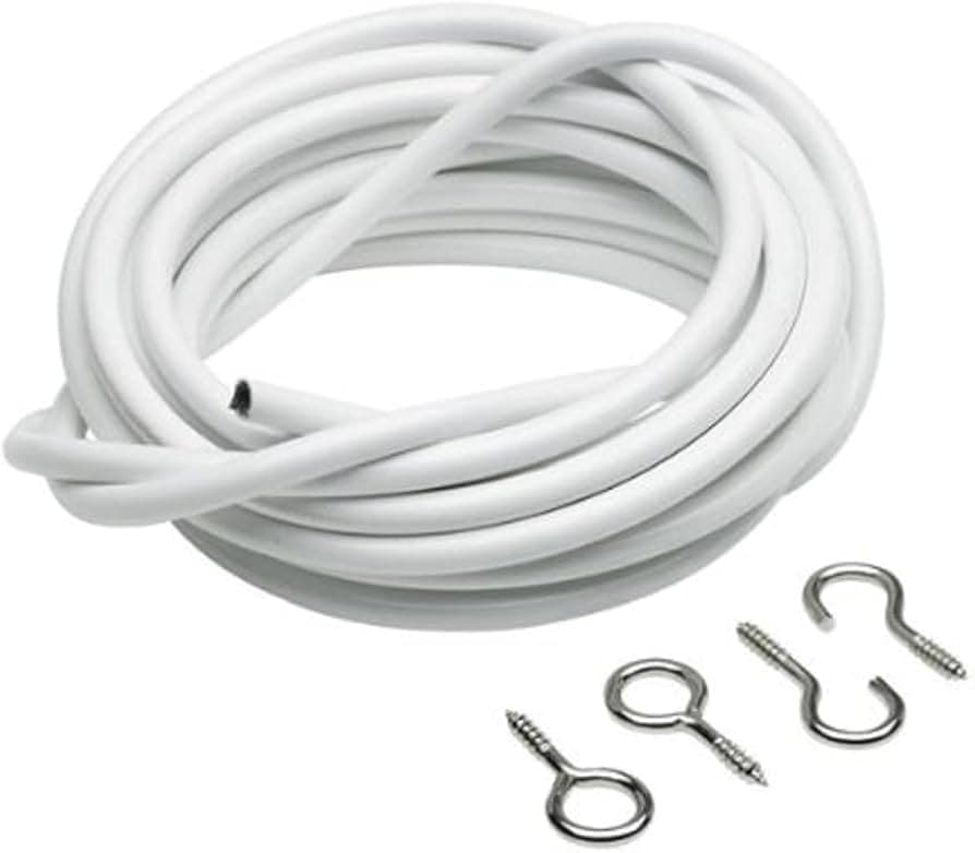 BH Plastic Coated Curtain Wire With Hooks & Eye 500cm