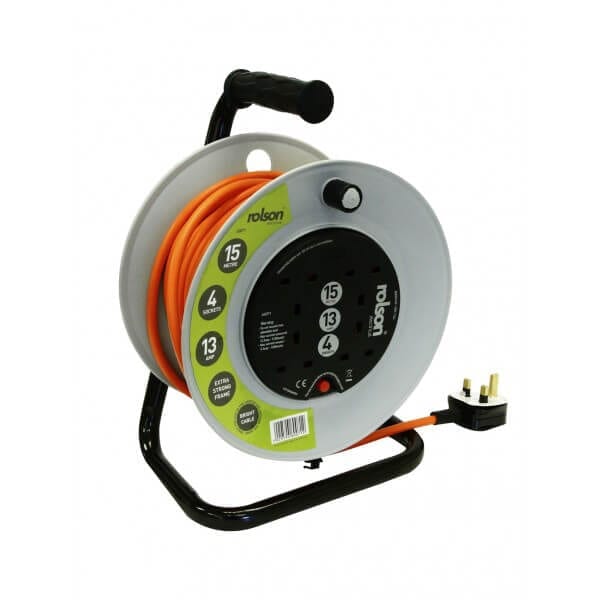 Rolson 4 Socket 15m 13a Small Reel 13a, 1.25mm2 image