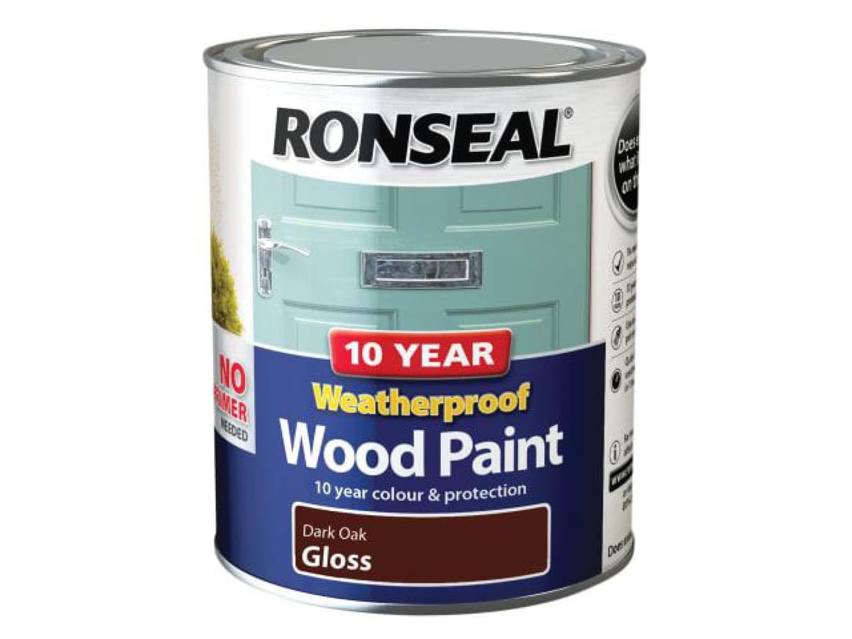 RONSEAL DARK OAK GLOSS 10YR WEATHERPROOF WOOD PAINT 750ML
