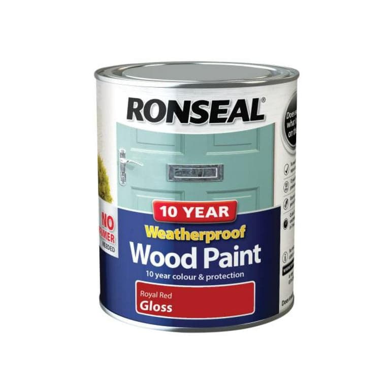 RONSEAL ROYAL RED GLOSS 10YR WEATHERPROOF WOOD PAINT (2 IN 1 FORMULA) 750ML