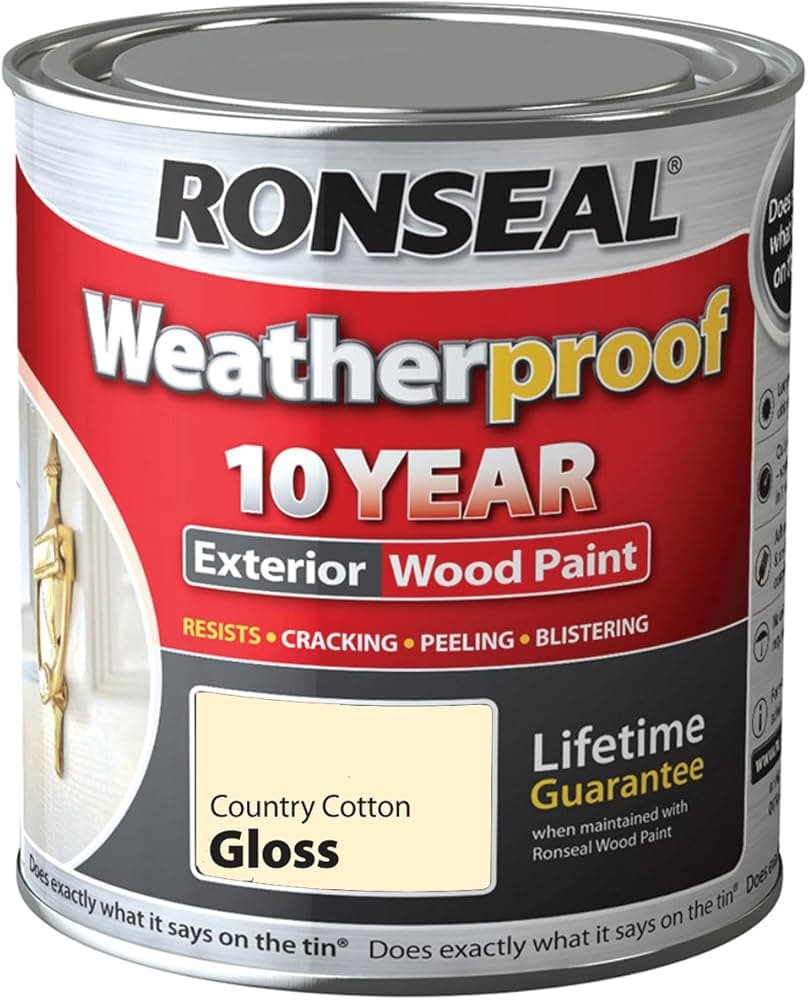 RONSEAL COUNTRY COTTON GLOSS 10 YR WEATHERPROOF WOOD PAINT (2 IN 1 FORMULA) 750ML