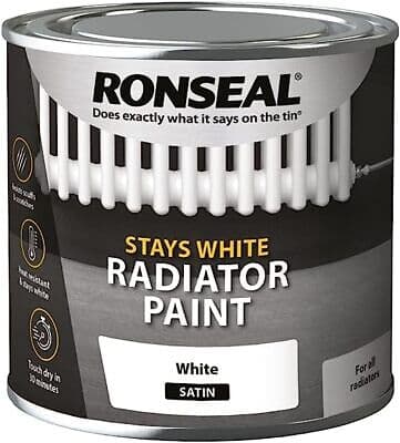 RONSEAL ONE COAT STAY WHITE RADIATOR PAINT WHITE SATIN 250ML