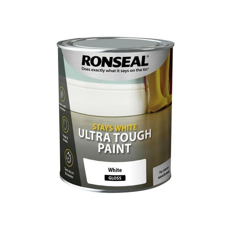 Ronseal STAYS WHITE ULTRA TOUGH WHITE MATT PAINT 750ML
