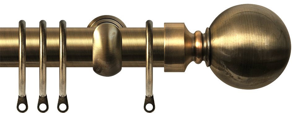 Renaissance Extendable Metal Curtain Pole 25/28mm Antique Brass image