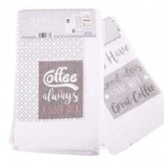 3pk velour tea towels coffe