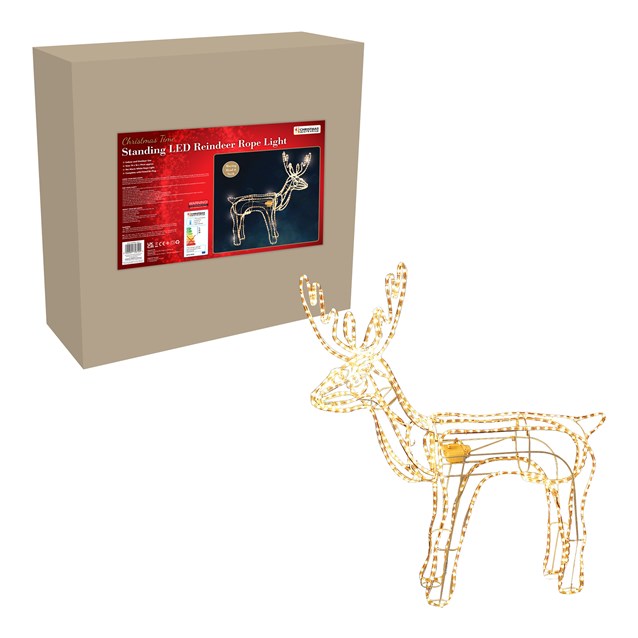 BENROSS The Christmas Workshop 9 m LED Standing Reindeer Rope Light, White image