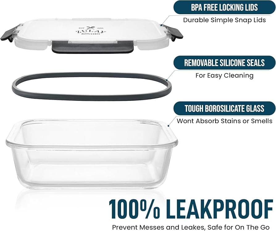 ZM Sozali Glass Container With Plastic Clip Lid Medium 1100ml