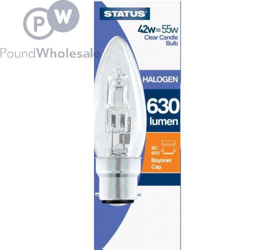 STATUS  lightbulb Halogen Candle Ses 42w/55w Clear 630 Lumen