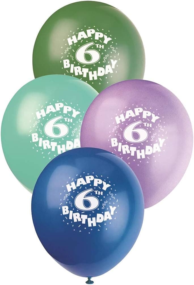 Unique Party 6 Clr 12" Gltzy Bday Bln W/cnf