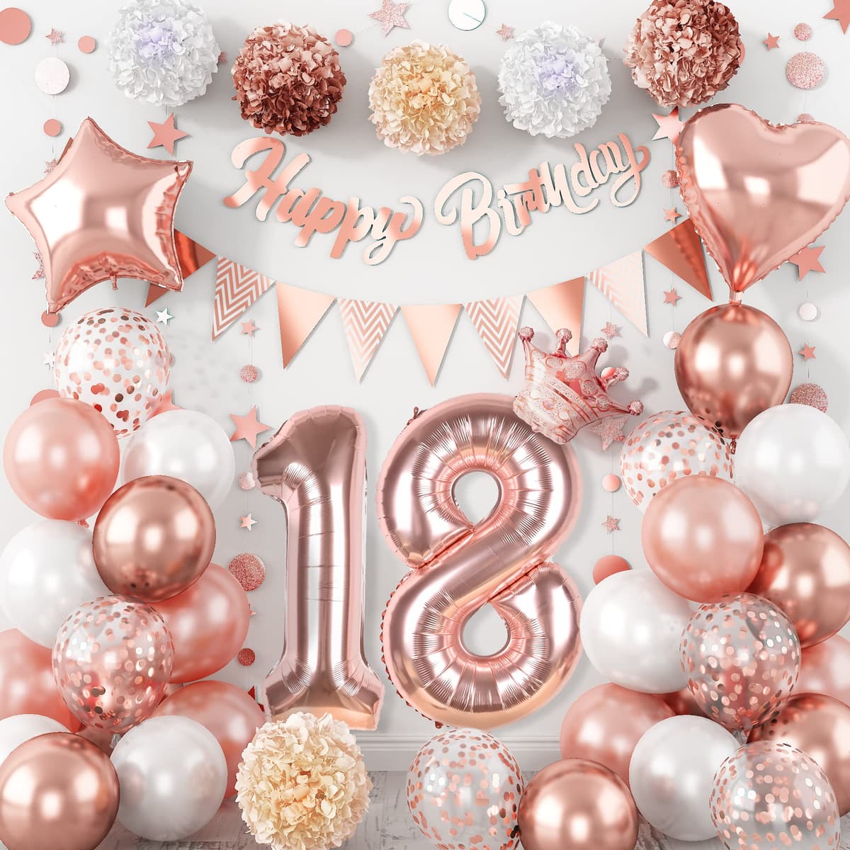 Unique Party 18"pkg Rose Gld Round Fl Blln