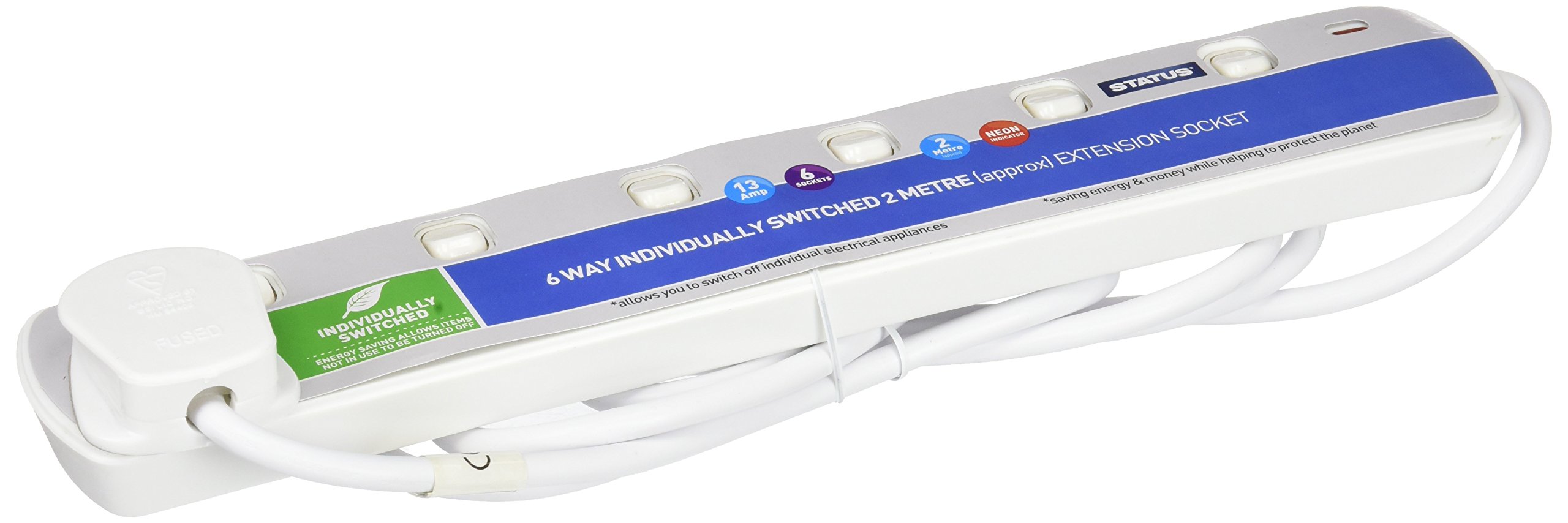 STATUS  6w 2m Individually Switched White Electrical Sockets image