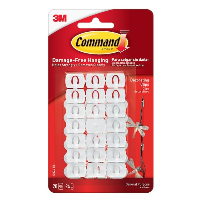 3M Command outdoor range Clear & white Plastic External decorating clips, Pack of 20 (17026H)