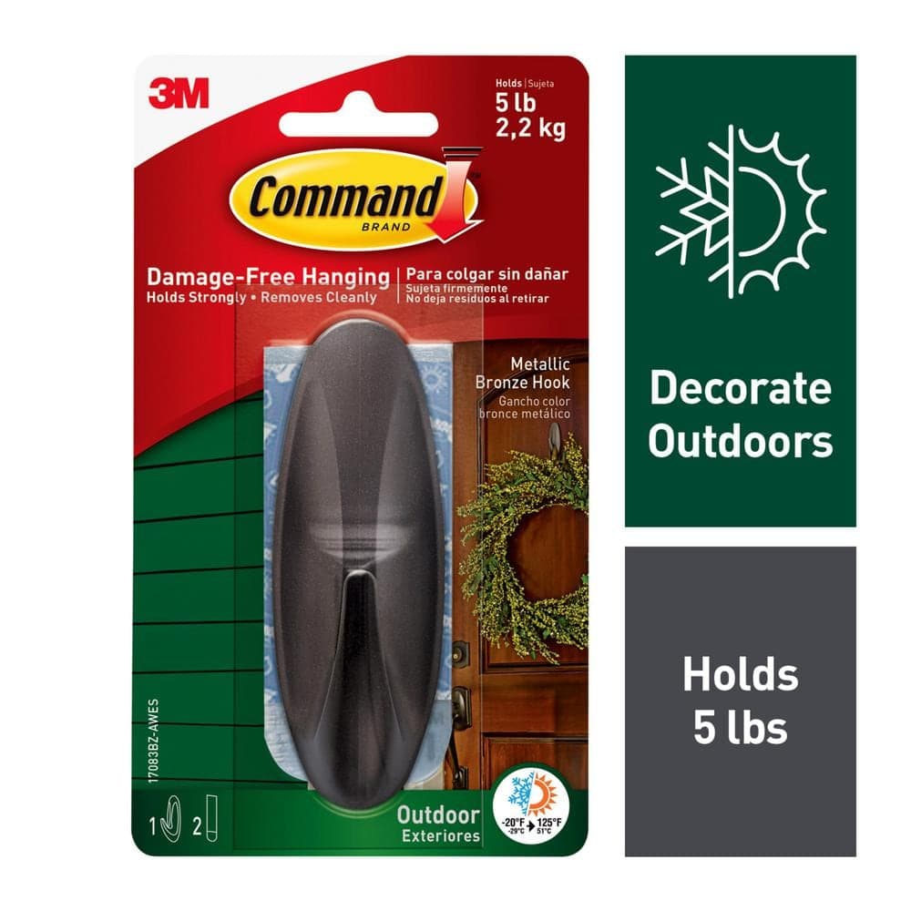 3M Command Outdoor Designer Hook Large Bronze (17083BZ)