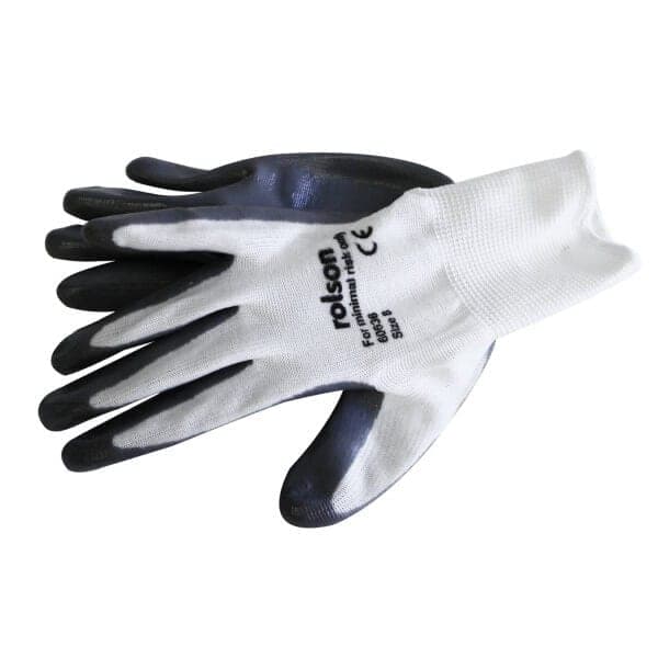 Rolson Tools Grey Nitrile Coated Work Gloves Medium 60636