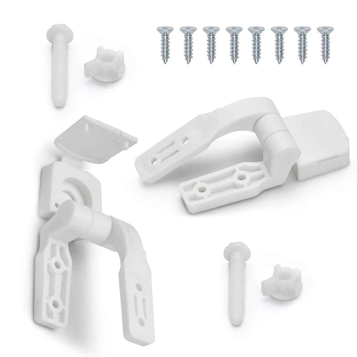 BH Modern Toilet Seat Repair Kit Including Rods, White Plastic