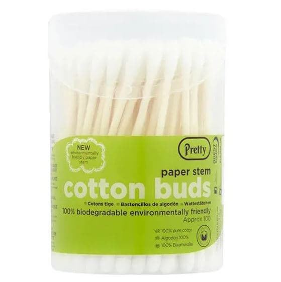 Pretty 100 Paper Stem Flip Top Lids Cotton Buds