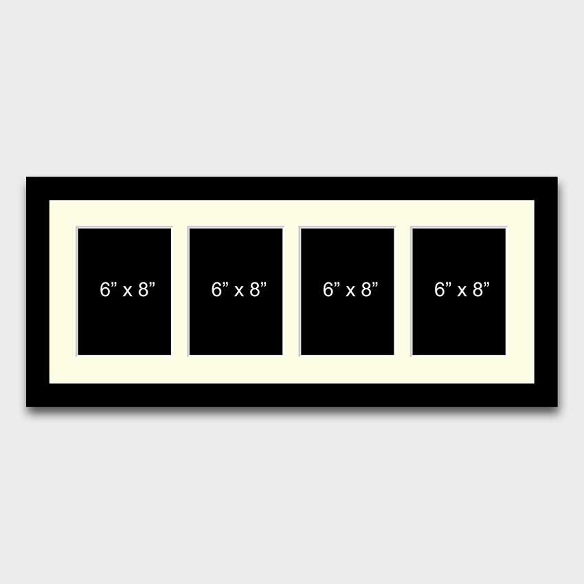 BLACK/WHITE 4 Aperture Gallery Frame Family Love Collage Wall Photo Picture Multiframe (802006) image