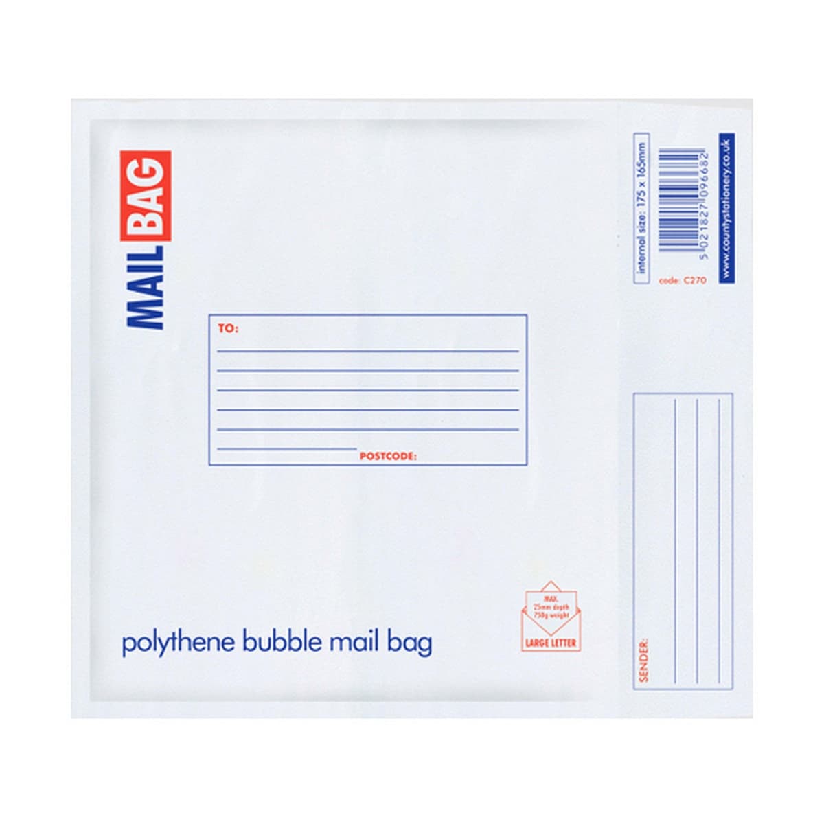 County Polythene Bubble Bags Cd Pk-10