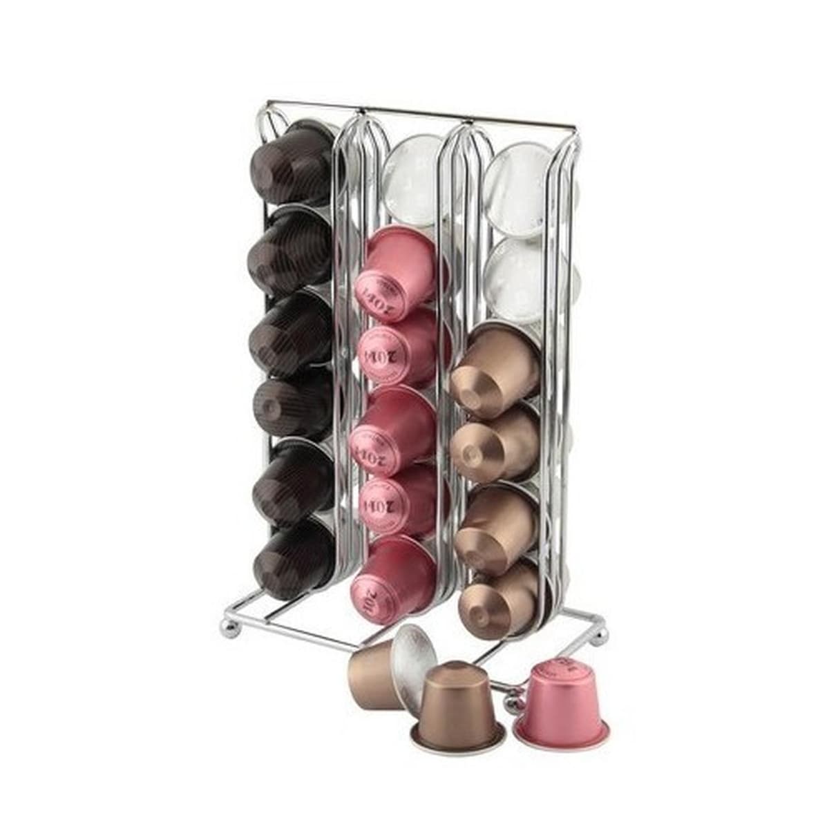 Apollo Chrome Flat 36 Coffee Pod Capsules Dispenser Holder Storage Stand Rack