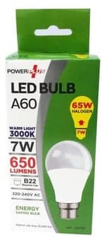 Powerplus Led A60 7w 3000k B22 240v 650lm (3397)