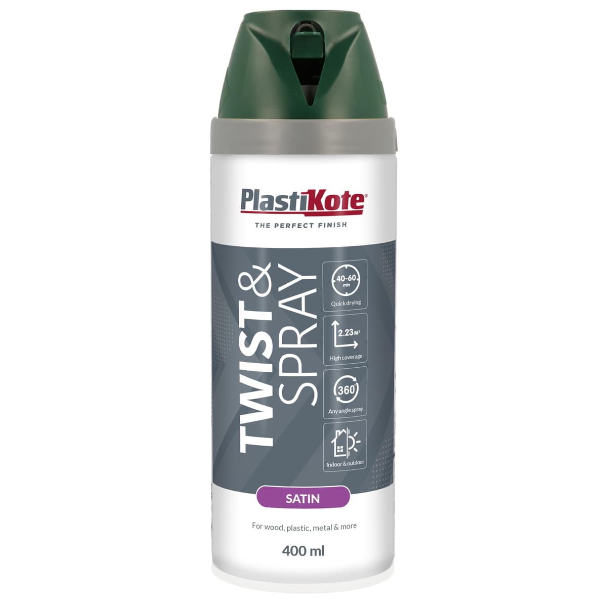 Plasti-kote 400ml Premium Spray Paint Satin - Hunt Green