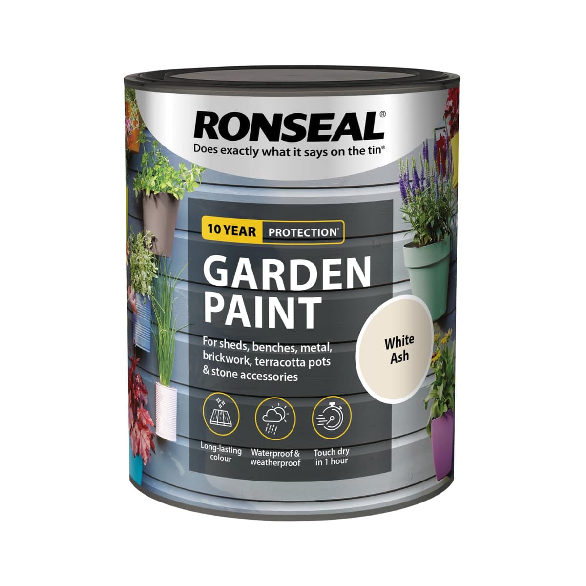 Ronseal 750 ml Garden Paint - White Ash