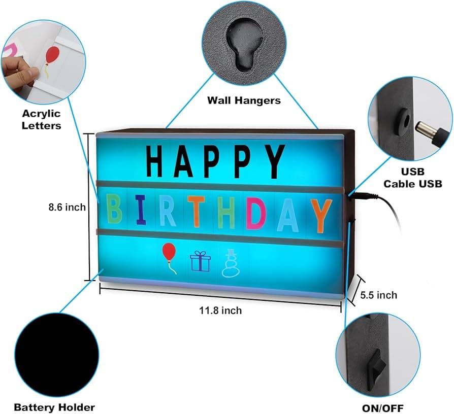 Grundig 10 LED Speech Bubble Lightbox Message Board Home Decor Sign Decoration Lighting (11345)

