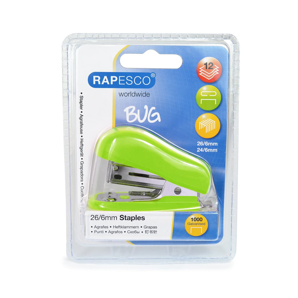 Rapesco 1411 Bug Mini Stapler Green 26/6mm