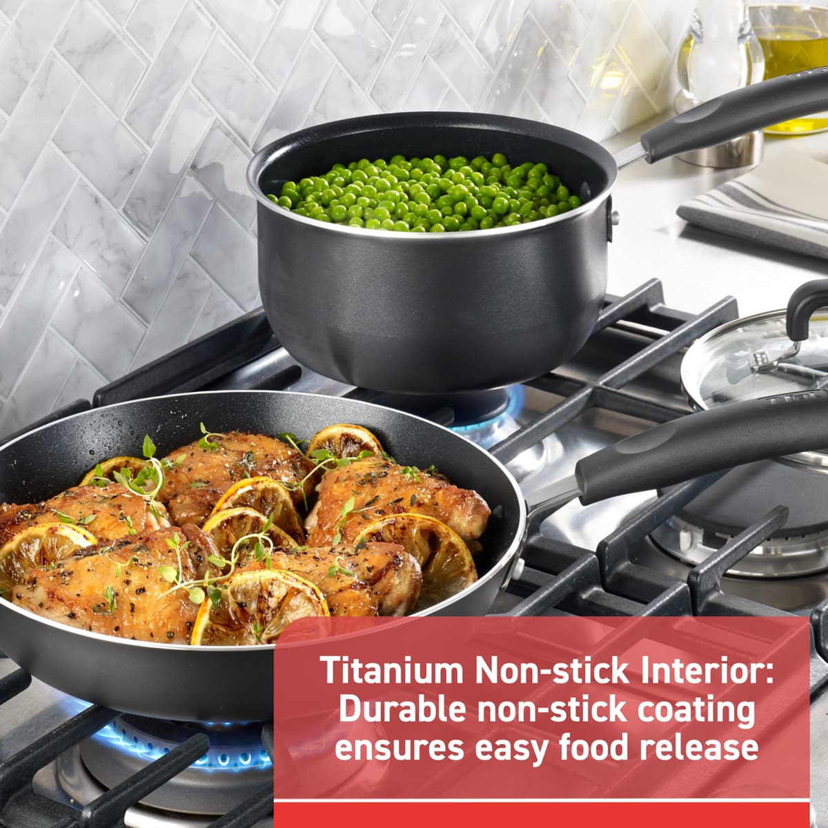 Tefal Signature 3 Piece Non-Stick Cookware Saucepan Set, Black