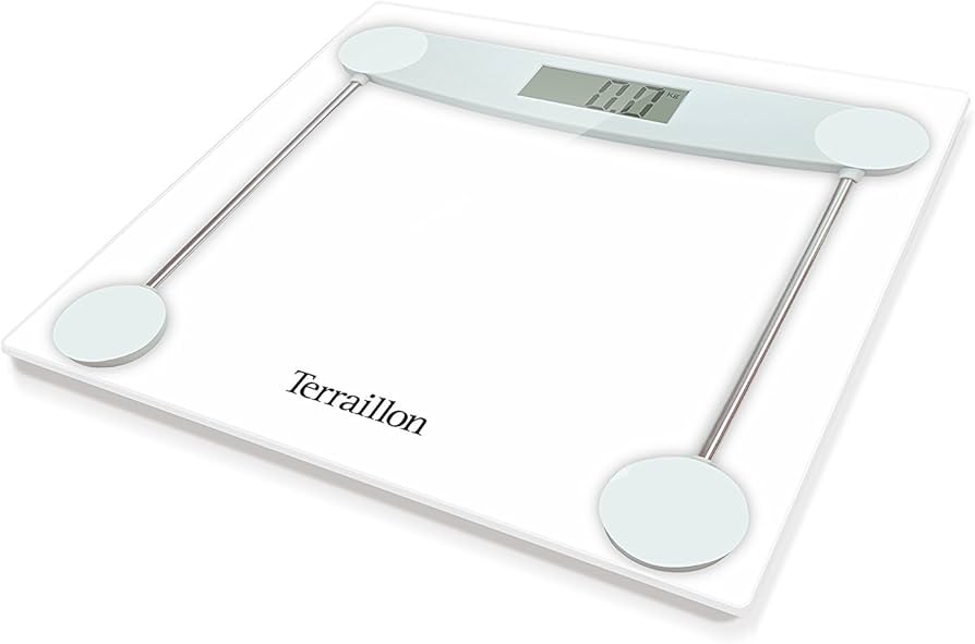 TERRAILLON 150kg glass electronic bathroom scale Pure White colour + Non slip platform image