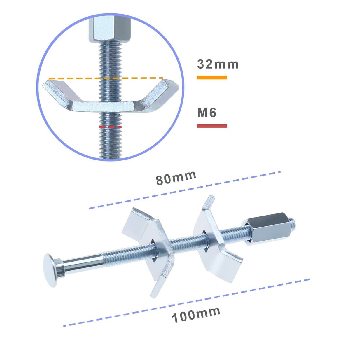 WORKTOP CONNECTOR BZP M6 X 100MM (FB012)