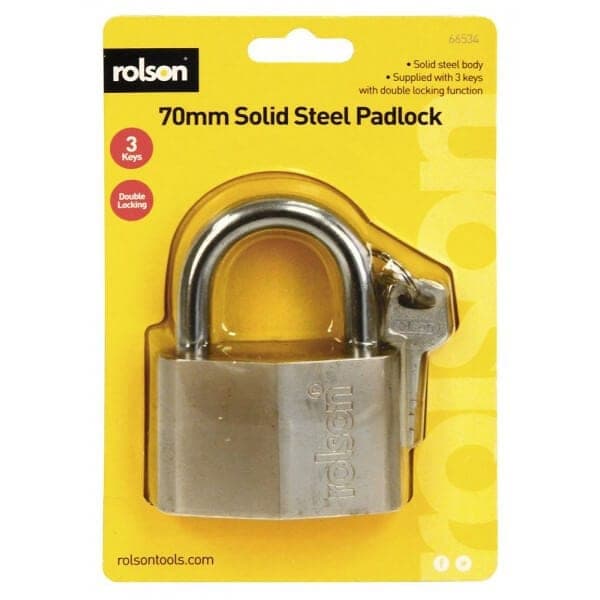 Rolson 70mm Solid Steel Padlock