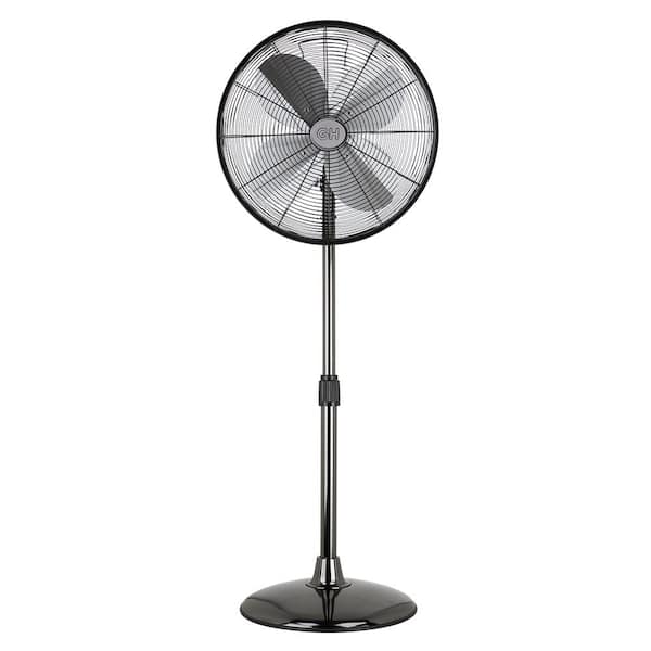 Blackspur 16" Floor Standing Pedestal Chrome Metal Oscillating Electric Fan Air 3 Speed image
