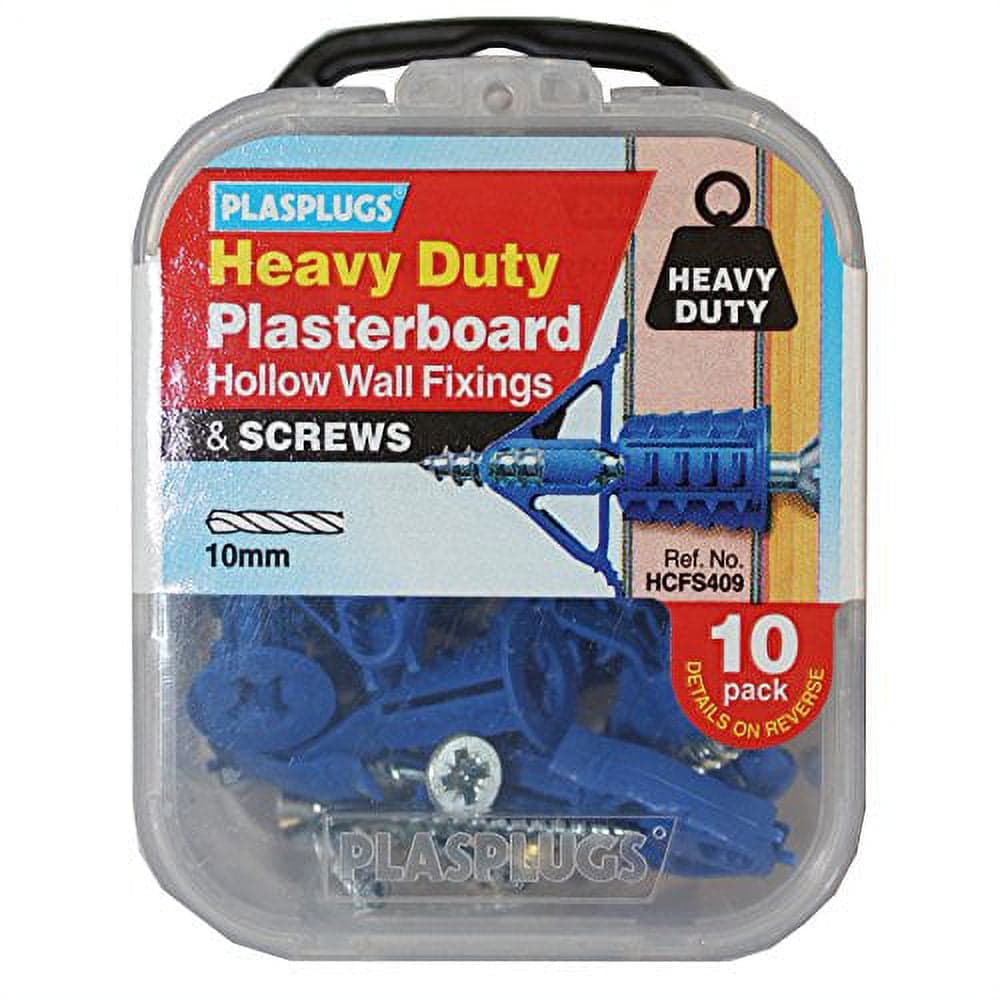 Plasplugs Heavy Duty Plasterboard Fixings & Screws 10pk(HWHS010)