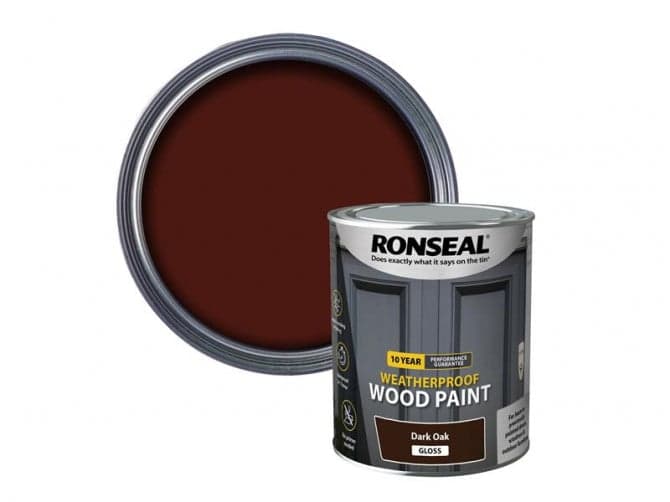 Ronseal 10 Year Weatherproof Wood Paint Chestnut Gloss 750ml No Primer Needed